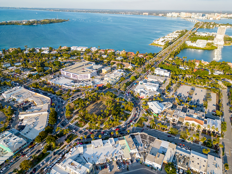 Aerial photo of St Armands Circle Sarasota FL